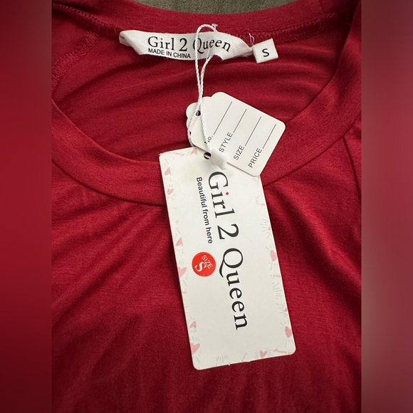 Girl 2 Queen burgandy dress with peek-a-boo lace long sleeves, size small - Picture 2 of 4